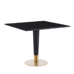 Picture of 31" Square Sintered Stone Top Dining Table in Iron with Black and Gold Finish