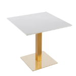 Picture of 35" Square Sintered Stone Top Dining Table in Gold Iron Base