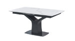 Picture of 63-79"L Extendable luxurious matte white ceramic top with grey veins Dining Table