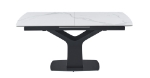 Picture of 63-79"L Extendable luxurious matte white ceramic top with grey veins Dining Table