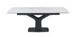 Picture of 63-79"L Extendable luxurious matte white ceramic top with grey veins Dining Table