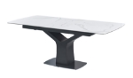 Picture of 63-79"L Extendable luxurious matte white ceramic top with grey veins Dining Table