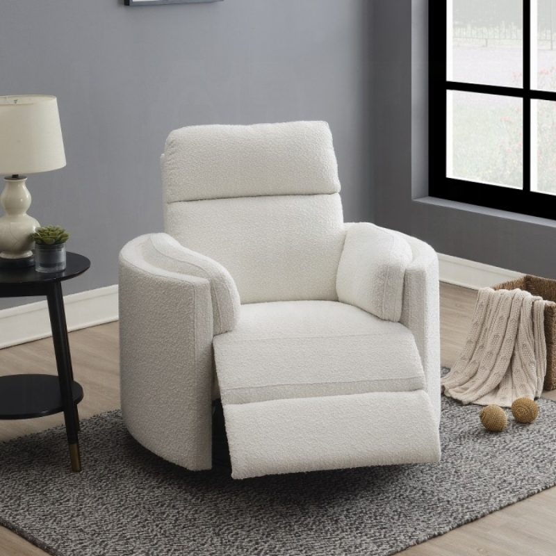 Picture of Beige Boucle Glider Recliner W/Swivel