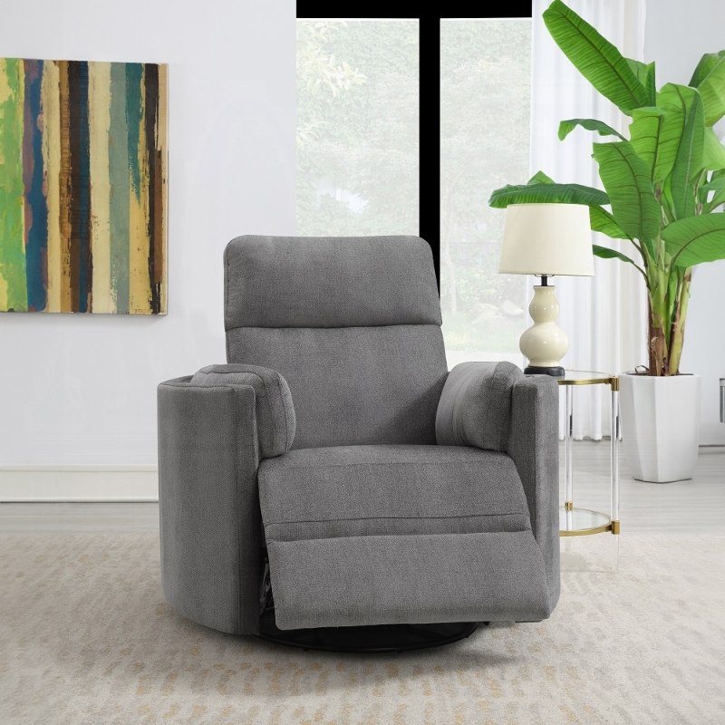 Picture of Charcoal Chenille Recliner W/Swivel & Glider