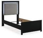 Picture of Twin Upholstered Panel Bed in White or Black Finish