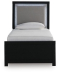 Picture of Twin Upholstered Panel Bed in White or Black Finish