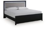 Picture of Full Upholstered Panel Bed in White or Black Finish