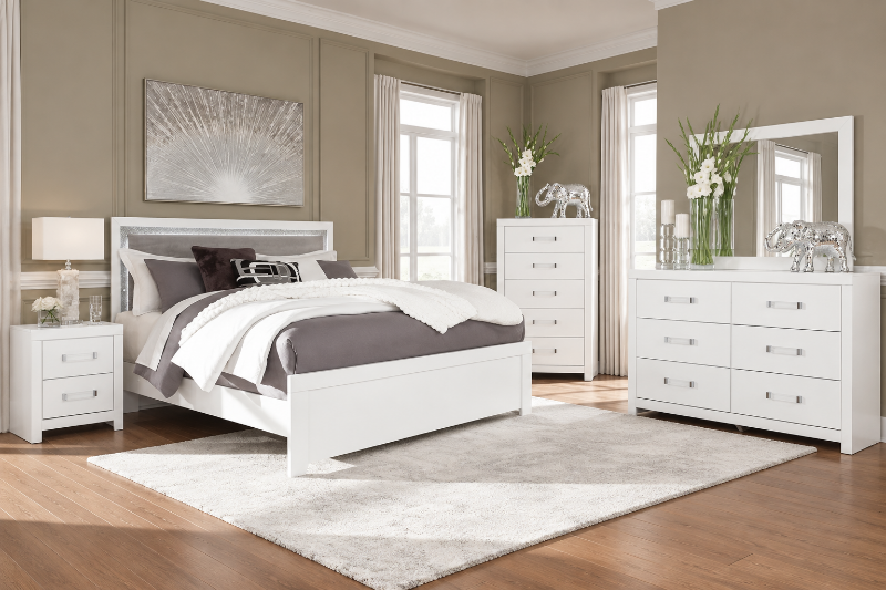 Picture of Twin or Full Bedroom set in White and Black Finish