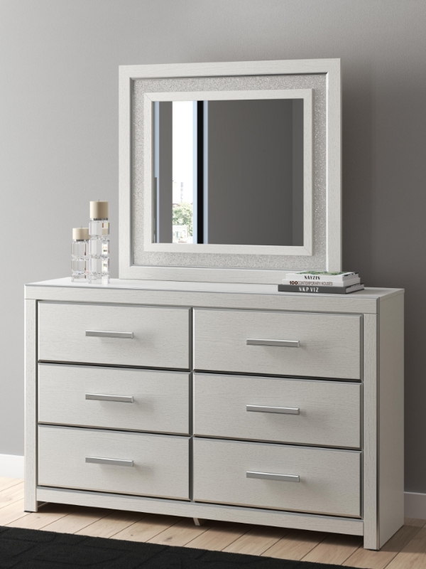 Picture of White and Black Finish Dresser and Mirror