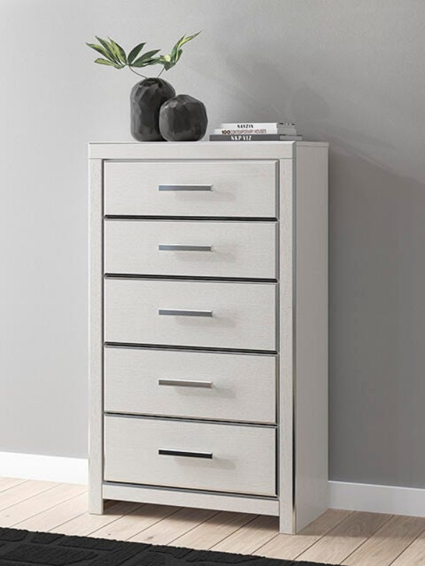 Picture of 31.75"W Five Drawer Chest in White and Black Finish