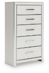 Picture of 31.75"W Five Drawer Chest in White and Black Finish