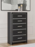 Picture of 31.75"W Five Drawer Chest in White and Black Finish