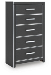 Picture of 31.75"W Five Drawer Chest in White and Black Finish
