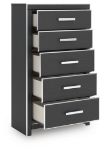 Picture of 31.75"W Five Drawer Chest in White and Black Finish