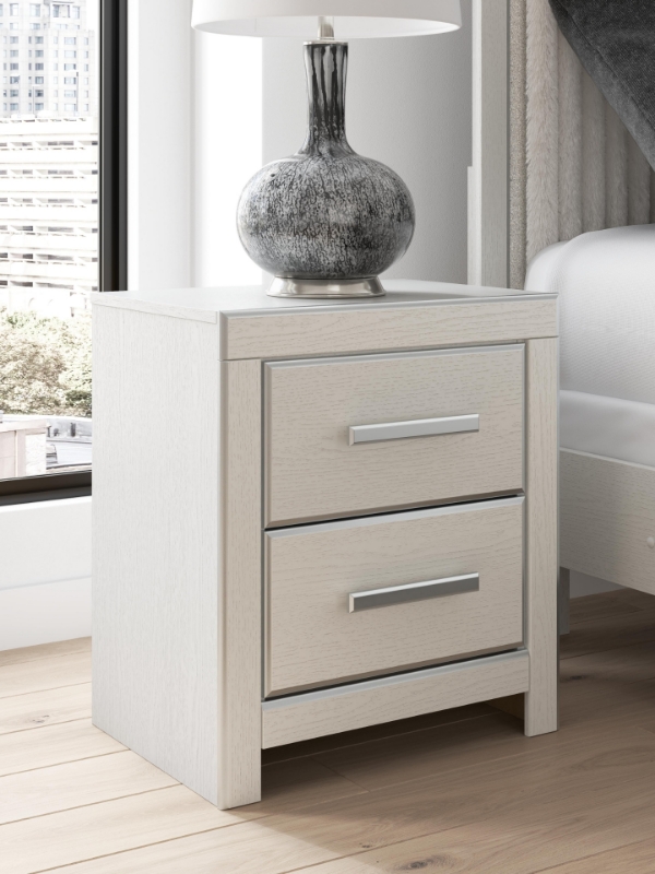 Picture of White and Black Finish Two Drawer Night Stand