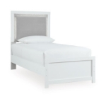 Picture of Twin Upholstered Panel Bed in White or Black Finish
