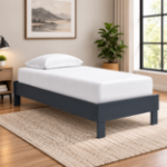 Picture of Navy Blue Twin Platform Bed w/Bookcase Storage or w/o Bookcase Storage