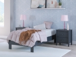 Picture of Navy Blue Twin Platform Bed w/Bookcase Storage or w/o Bookcase Storage