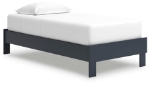 Picture of Navy Blue Twin Platform Bed w/Bookcase Storage or w/o Bookcase Storage
