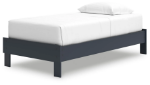 Picture of Navy Blue Twin Platform Bed w/Bookcase Storage or w/o Bookcase Storage