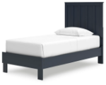Picture of Navy Blue Twin Platform Bed with Headboard and w/Bookcase Storage or w/o Bookcase Storage
