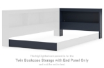 Picture of Navy Blue Twin Platform Bed w/Bookcase Storage or w/o Bookcase Storage