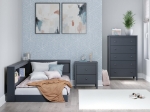 Picture of Navy Blue Twin Bookcase Storage Bed