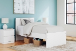 Picture of White Twin Platform Bed with Headboard and W/Storage or W/o Storage