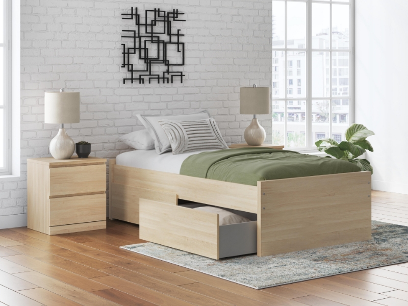 Picture of Natural Twin Platform Bed W/Storage or W/o Storage