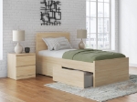 Picture of Natural Twin Platform Bed with Headboard and W/Storage or W/o Storage
