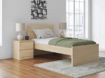 Picture of Natural Twin Platform Bed with Headboard and W/Storage or W/o Storage