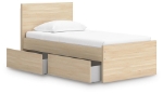 Picture of Natural Twin Platform Bed with Headboard and W/Storage or W/o Storage