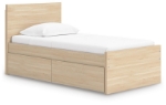Picture of Natural Twin Platform Bed with Headboard and W/Storage or W/o Storage
