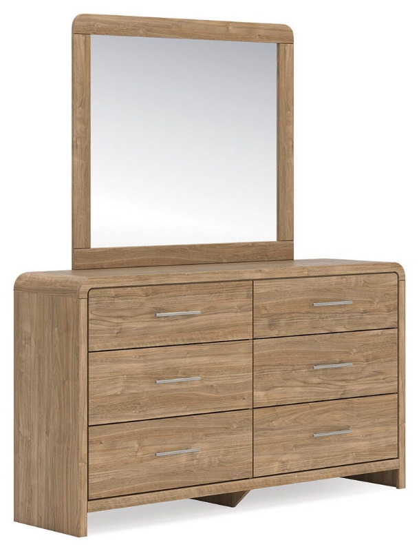 Picture of Warm Natural Brown Dresser & Mirror