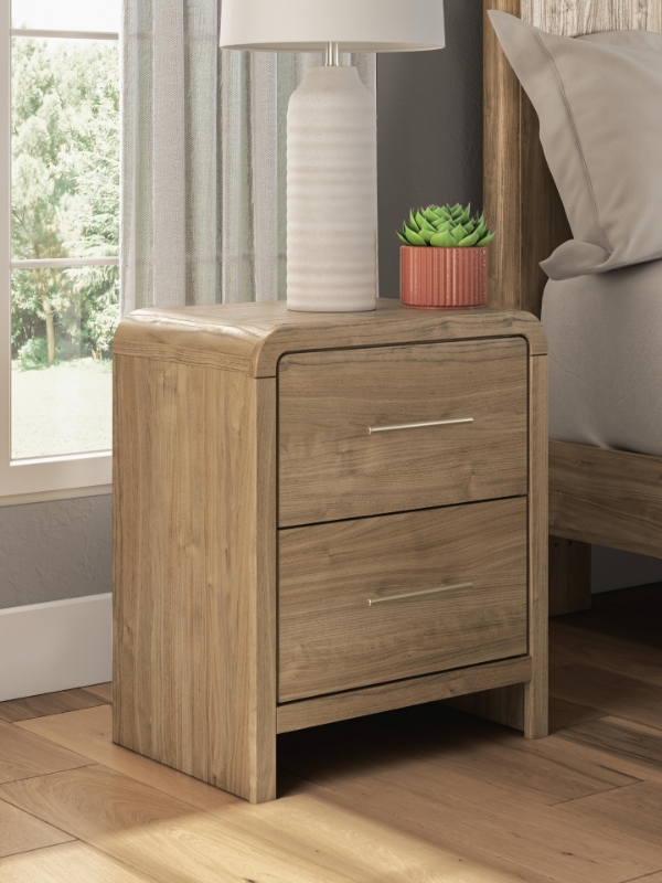 Picture of Warm Natural Brown Two Drawer Night Stand