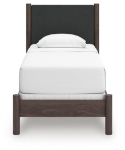 Picture of Brown Twin Upholstered Panel and Platform Bed
