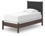 Picture of Brown Twin Upholstered Panel and Platform Bed