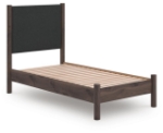 Picture of Brown Twin Upholstered Panel and Platform Bed