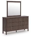 Picture of Brown Six Drawer Dresser & Mirror