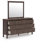 Picture of Brown Six Drawer Dresser & Mirror