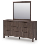 Picture of Brown Six Drawer Dresser & Mirror