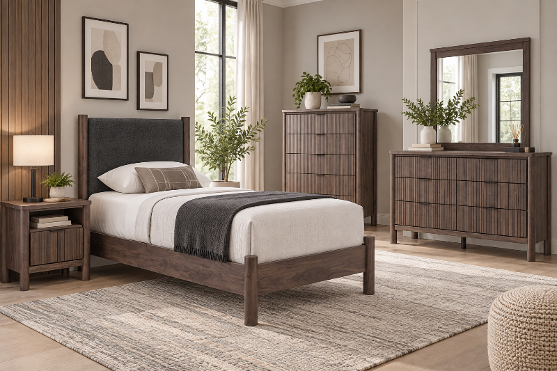 Picture of Twin/Full Upholstered Panel Bedroom Set