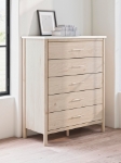 Picture of 42.24" W Five Drawer Wide Chest in Tan Finish
