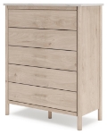 Picture of 42.24" W Five Drawer Wide Chest in Tan Finish