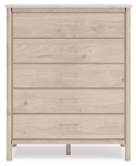 Picture of 42.24" W Five Drawer Wide Chest in Tan Finish