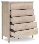 Picture of 42.24" W Five Drawer Wide Chest in Tan Finish