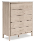Picture of 42.24" W Five Drawer Wide Chest in Tan Finish