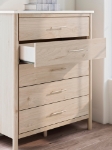 Picture of 42.24" W Five Drawer Wide Chest in Tan Finish