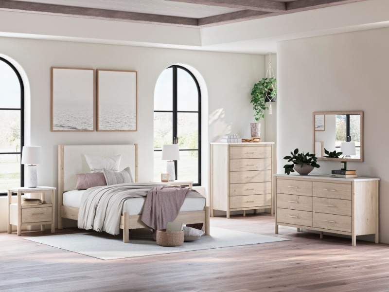 Picture of Twin/Full Panel Bedroom Set in Tan Finish