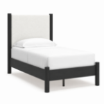 Picture of Black Twin Upholstered Panel Bed